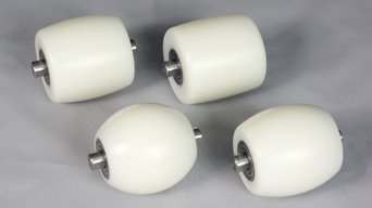 Set of 4 ivory polyamide lower rollers, anvils for English wheel.