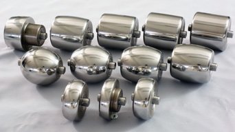 Set of 12 lower steel rollers, dies, for the English wheel. Perfectly mirror polished.